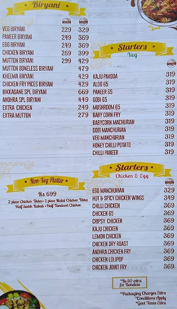 Bikkgane Biryani menu 