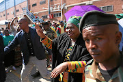 Nkosazana Dlamini-Zuma  arrives at a campaign stop at Alexandra Stadium in Johannesburg.