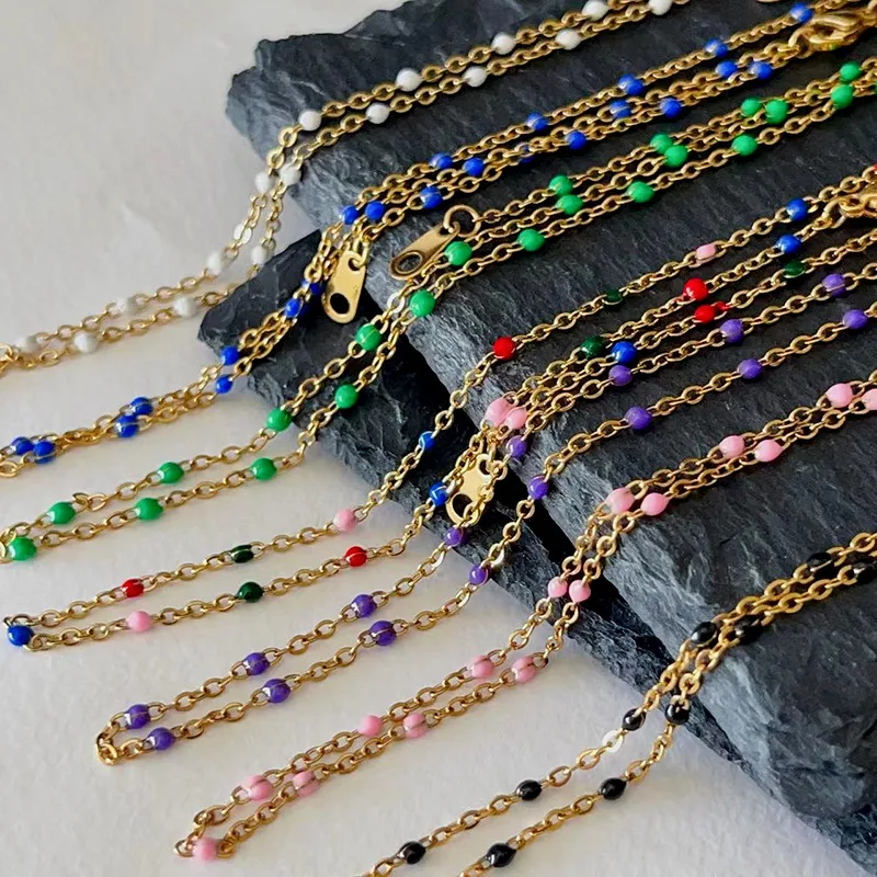 Title 4, Gekleurde Drip Glazuur Beanie Ketting voor Vrou...