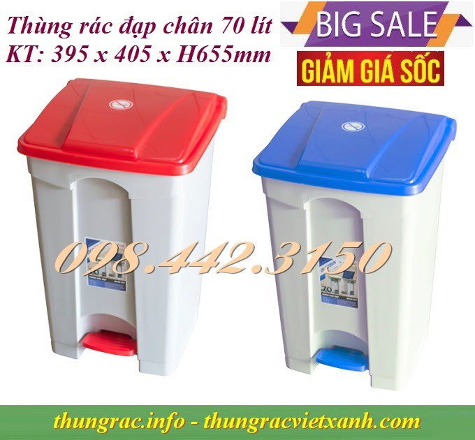 Thùng rác đạp chân 70 lít nhựa PP