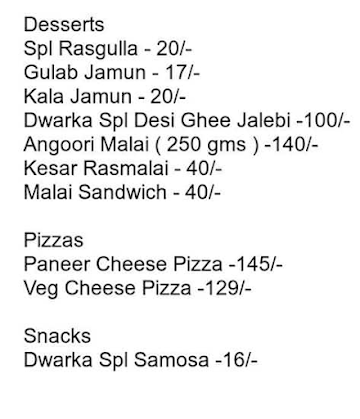 Dwarka Sweets and Snacks menu 