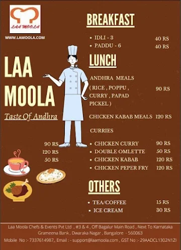Laa Moola Mess menu 