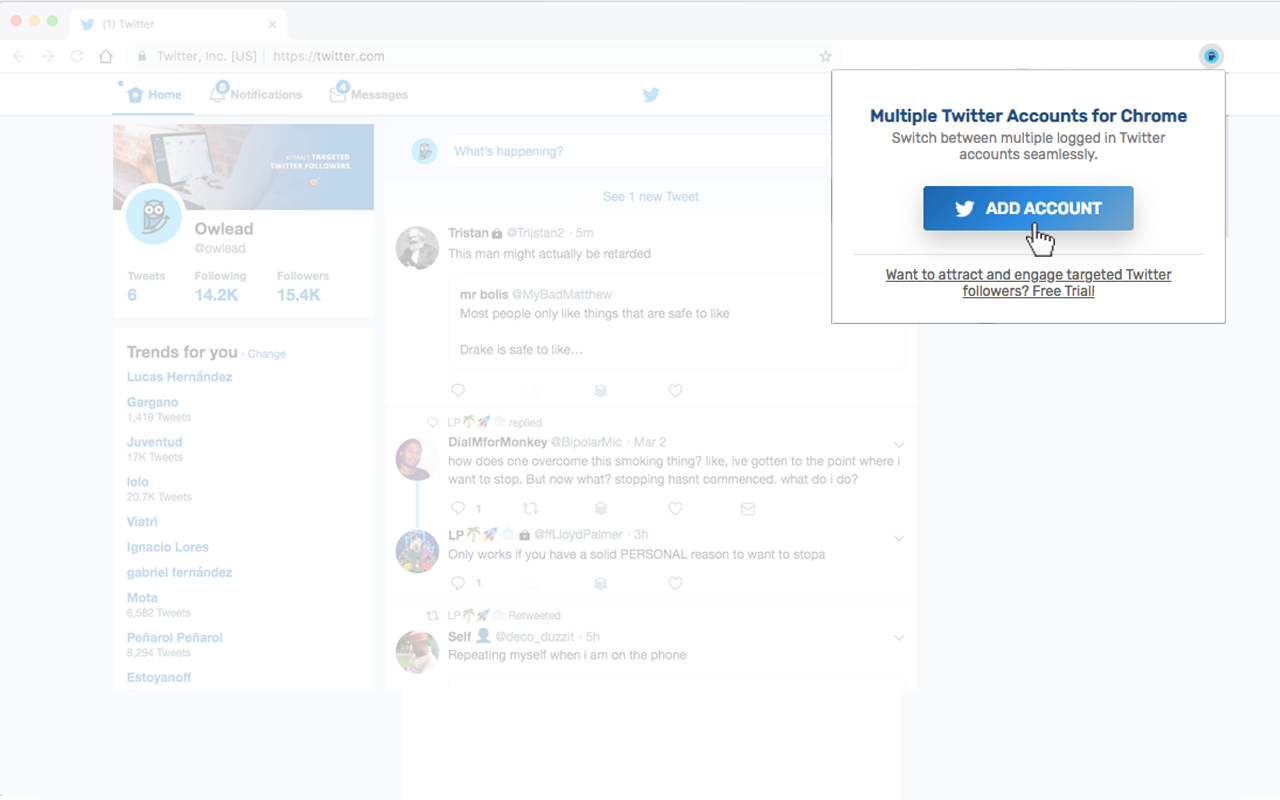 Multiple Twitter Accounts Switcher for Chrome Preview image 4