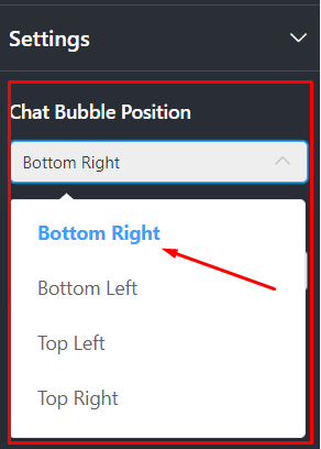 Messenger integration chat bubble position