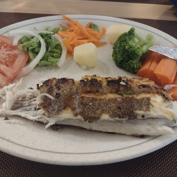 Whole grilled seabass