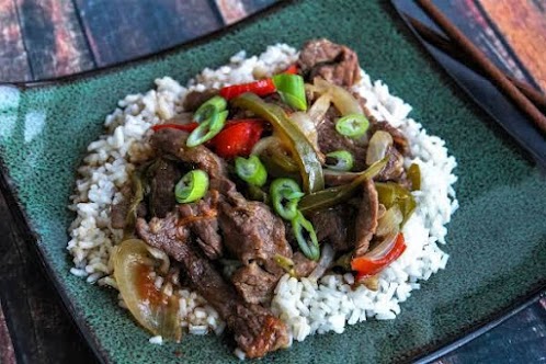 Pepper Steak on Rice