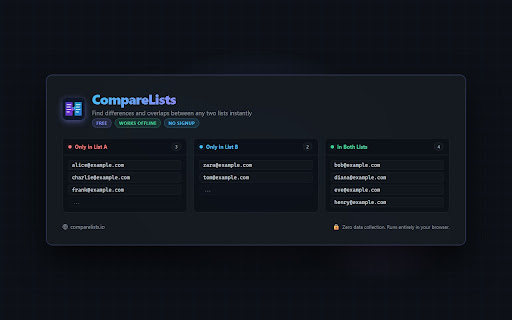 CompareLists - Compare Two Lists screenshot 1