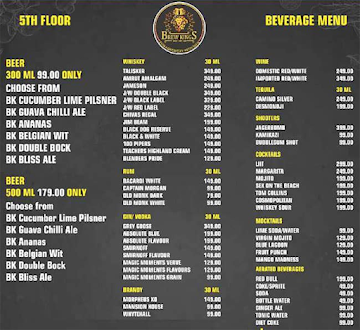 Brew Kings menu 