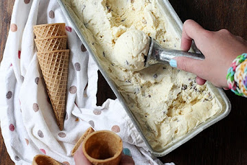 Peach and Brown Butter Pecan Ice Cream