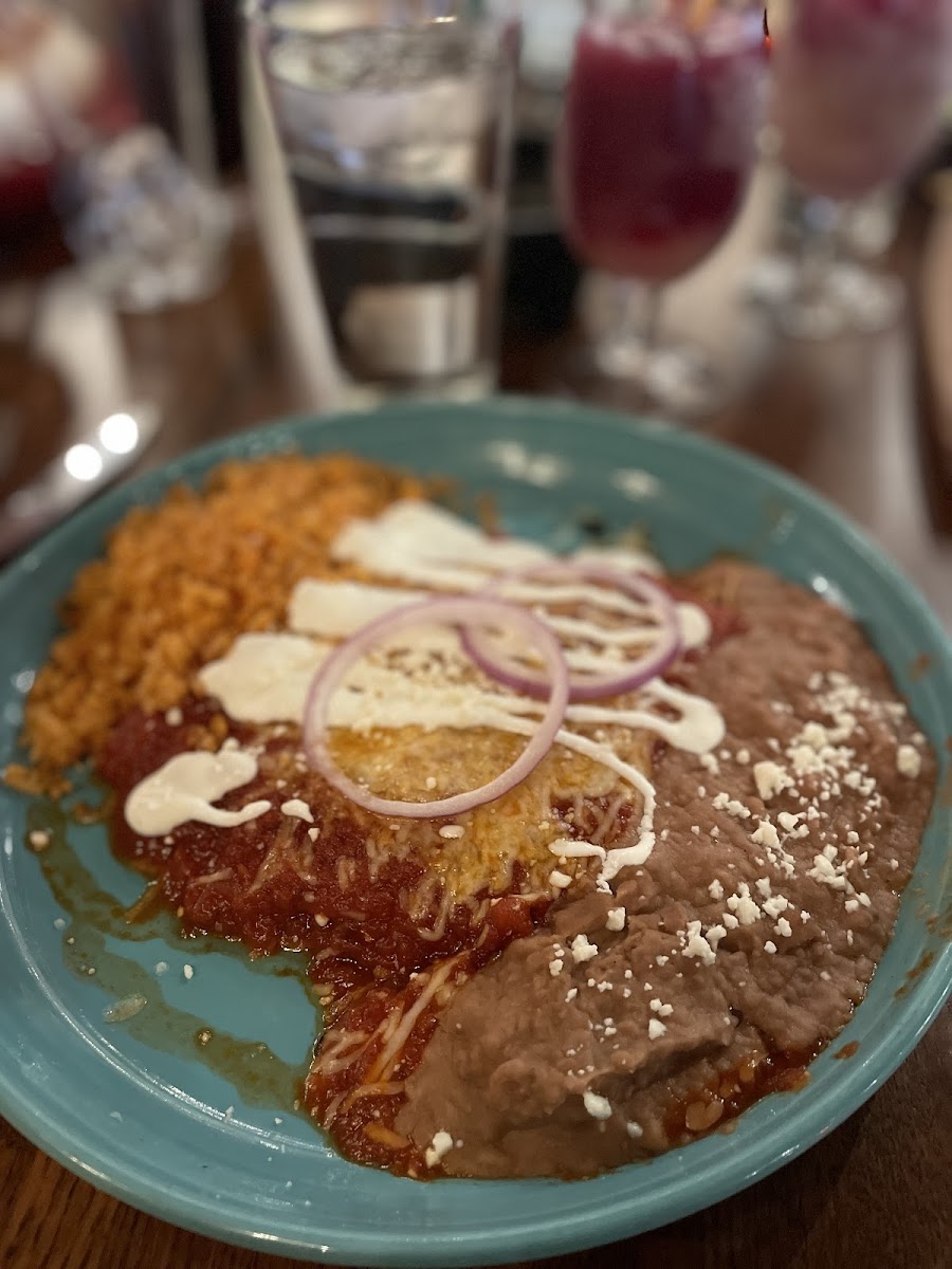 Enchiladas Rojas (cheese)--server checked that this dish was GF with kitchen