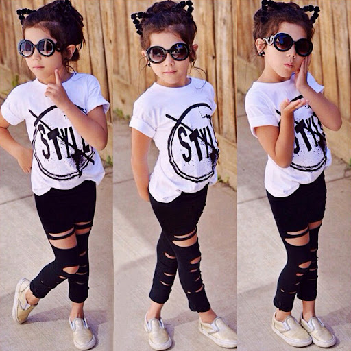Title 4, Girls short sleeve and long pants two-piece se...