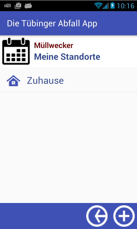 Die Tübinger Abfall-App Screen 1
