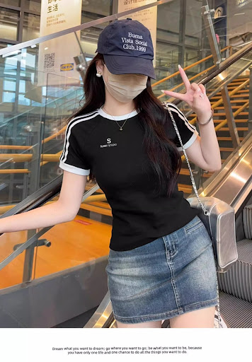Title 7, Female Bm Hot Girl Waist Embroidered Crew Neck ...