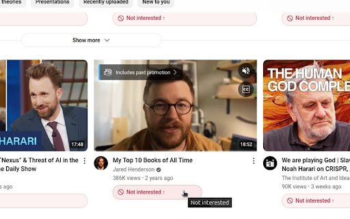 YTNI - MultiSelect Not Interested Buttons for YouTube screenshot 2