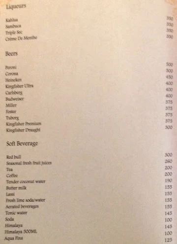 Northern Gate Hotel menu 