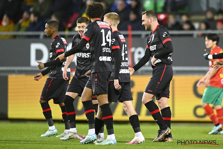 Antwerp speelt na vroege goals met zijn geluk maar wint ruim bij gretig KVO en nadert op Union