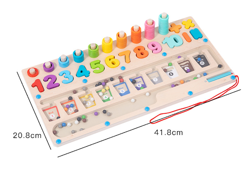Title 2, Wooden Magnetic Pen Labyrinth Ball Numbers Boar...