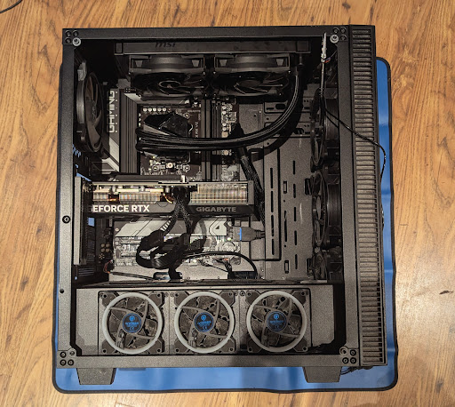 Computer booked in for troubleshooting. Diagnosed that the AIO pump was not running and causing the processor to overheat. Safely tested using an antistatic mat and gloves. 

*Computer not built by me