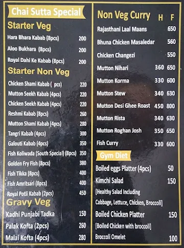 Chai Sutta Restro menu 