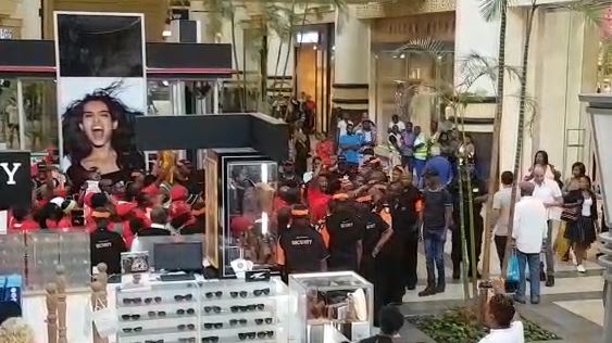 EFF protesters outside the H&M store at Gateway Mall in Umhlanga on Saturday.