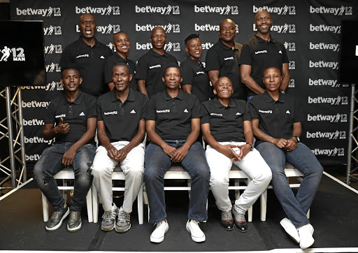 Ten ex- SA players, including Steve Lekoelea, front row, left, are taking part in the '12th Man' project' and will undergo a six-month training programme to sharpen their expertise in fields such as financial management and coaching. /Chris Ricco