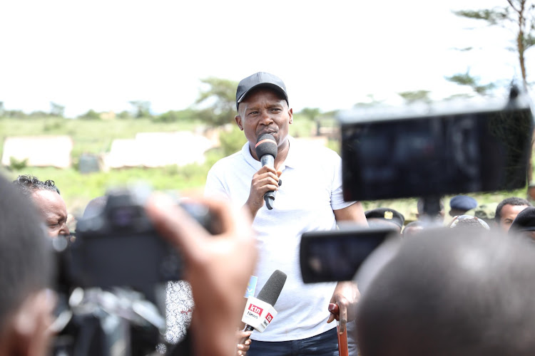 Interior Cabinet Secretary Kithure Kindiki speaking during a tree planting exercise in Marsabit on May 10, 2024.