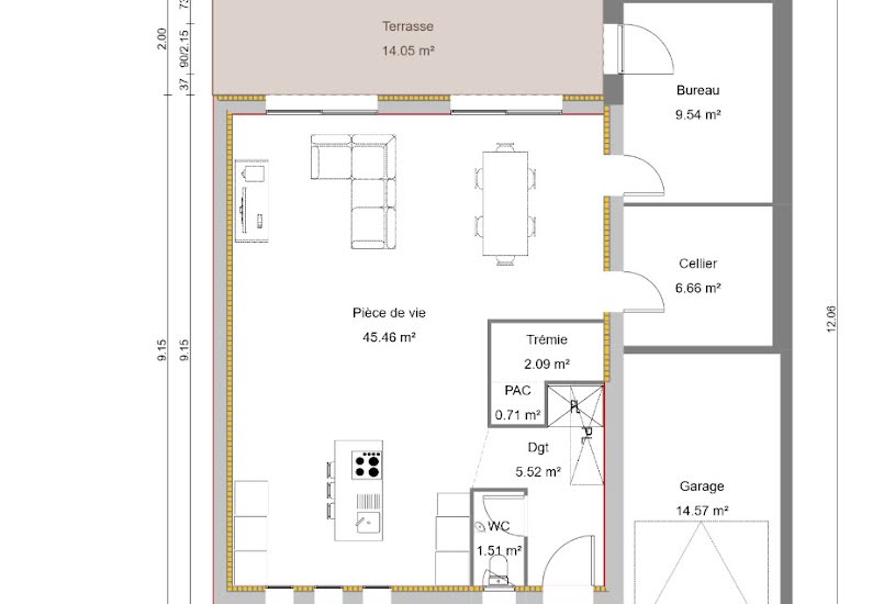  Vente Terrain + Maison - Terrain : 700m² - Maison : 102m² à Thil (31530) 