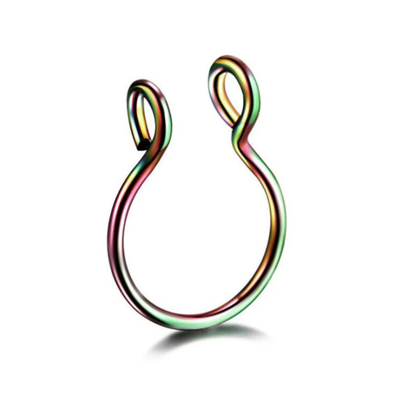 Anneau de nez en forme de U en acier inoxydable, style simple, sans perçage, pour un look minimaliste et élégant au quotidien.