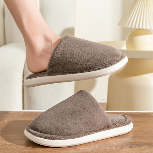 Title 10, Solid Cotton Slippers for Women Autumn and Wint...