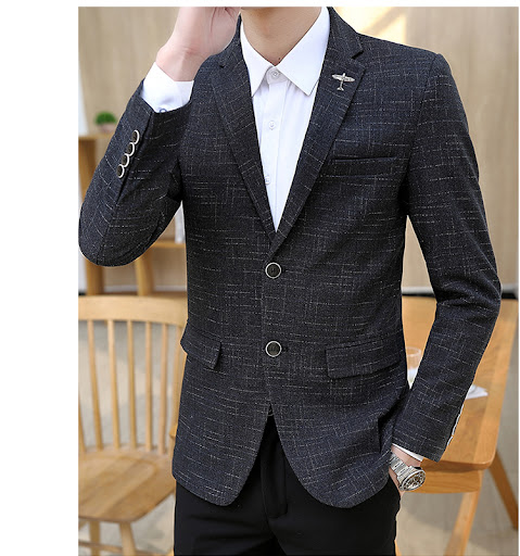 Title 1, Mens Small Suit Thin Slim-fit Dark Pattern Jac...