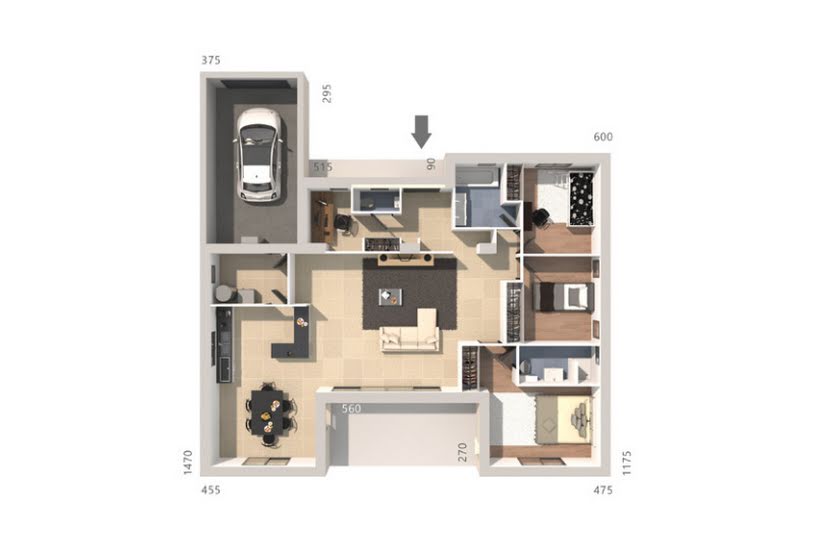  Vente Terrain + Maison - Terrain : 350m² - Maison : 119m² à Aubignan (84810) 