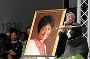 Thandiswa Mazwai performing  at Orlando stadium Winnie Madikizela-Mandela's  funeral service in Soweto.