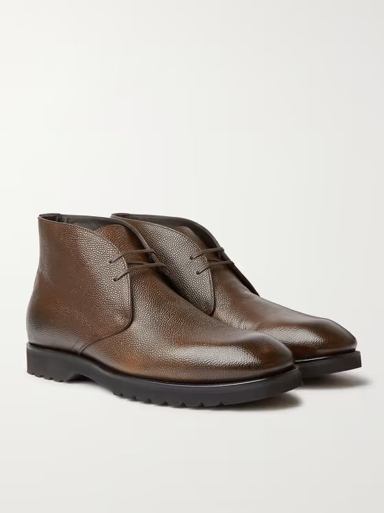 Tom Ford Kensington Pebble-Grain Leather Desert Boots.