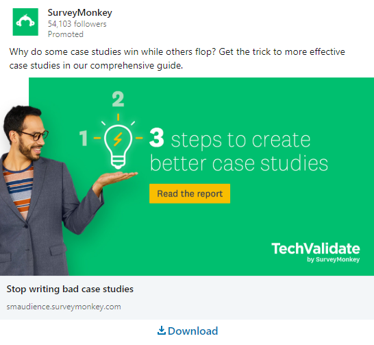 LinkedIn sponsored content ad example from SurveyMonkey