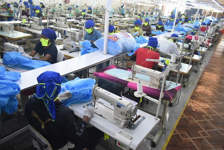 Workers at the production area