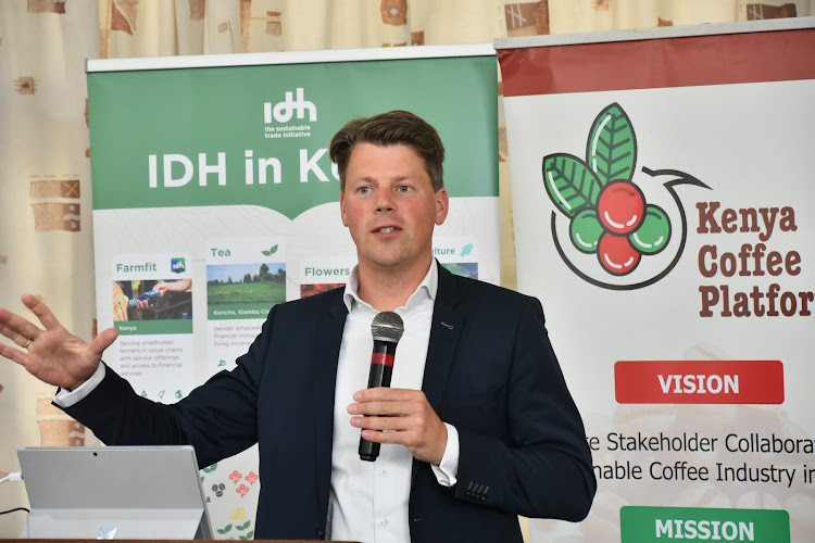 Daan Wensing, IDH CEO, giving a keynote address to coffee stakeholders.