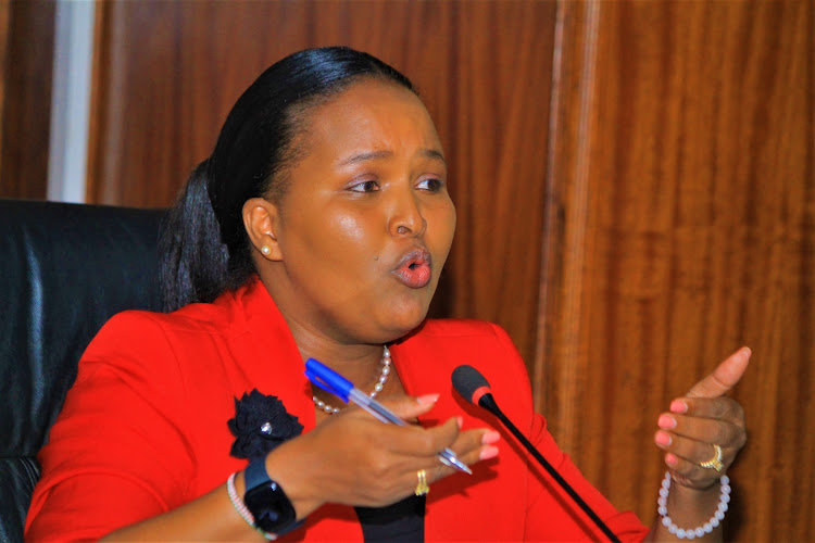 Samburu West MP Naisula Lesuuda speaking during a meeting with National Assembly Departmental Committee on Administration and Internal Affairs on November 30, 2023