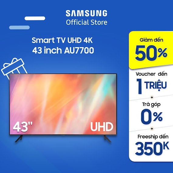 [Mã Elbau4 Giảm 4% Đơn 500K] Smart Tivi Samsung Crystal Uhd 4K 43 Inch Ua43Au7700Kxxv - Miễn Phí Lắp Đặt