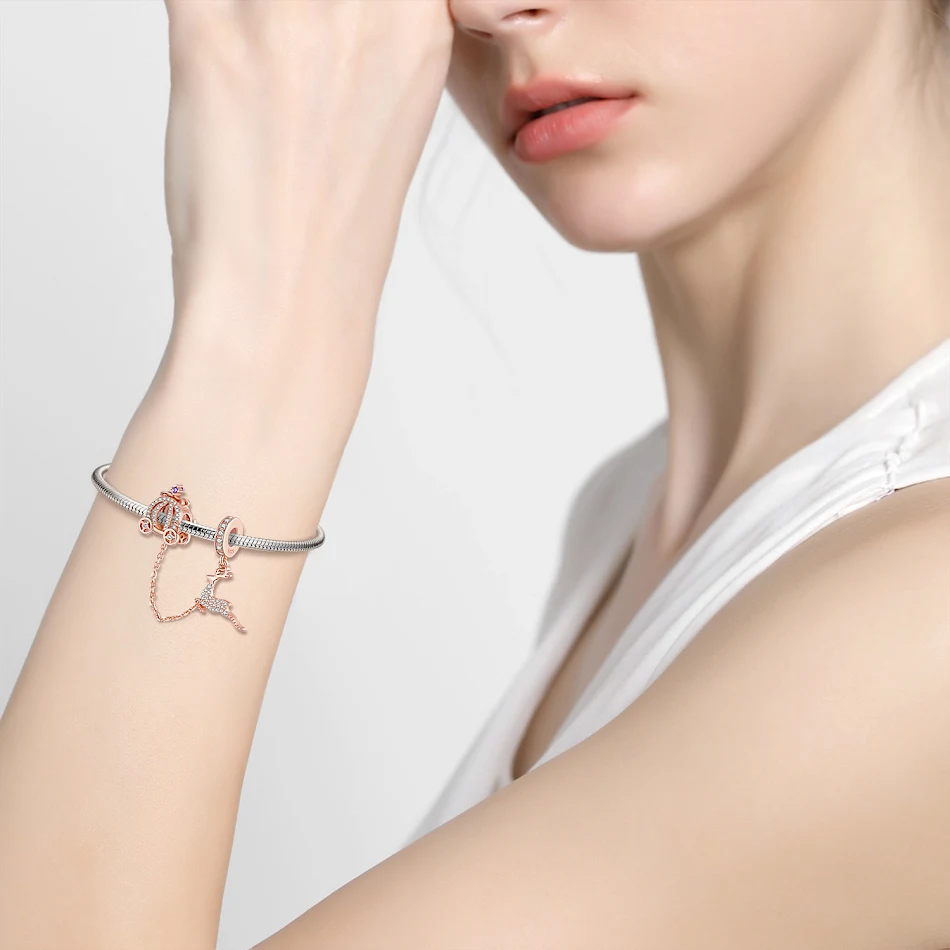 Elk&Pumpkin Auto Bescherming Ketting Armband Kerstmis S925 Zilver Verguld Rose Goud DIY Accessoires, perfect cadeau.