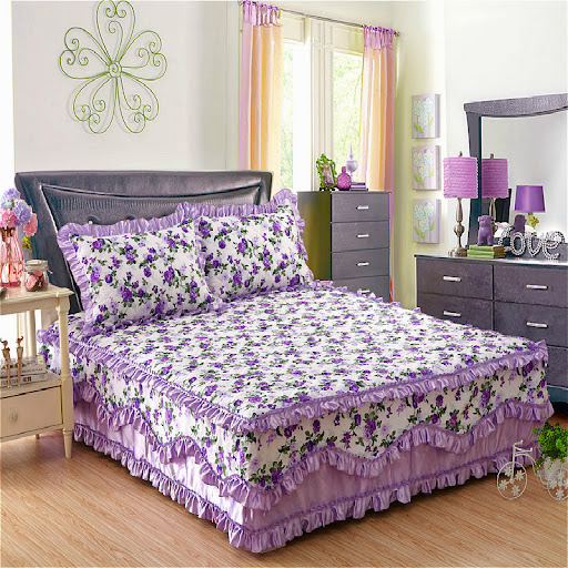 Title 2, Four-piece cotton bed skirt for an elegant bedr...
