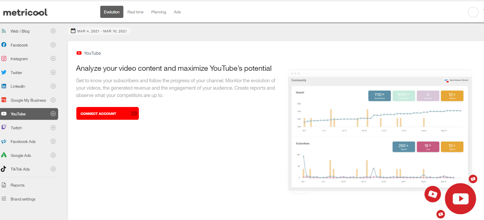 Youtube dashboard