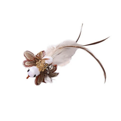 Cat Steel Wire Feather Drop Glue Suction Cup Long Rod Cat-Teasing Stick Variety Simulated Bird Sound Plush Pet Interacti