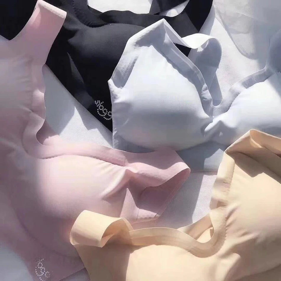 Roupa íntima japonesa de seda de gelo fina, refrescante, anti-rugas, sem costura, sem aro, sutiã esportivo para tranquilidade