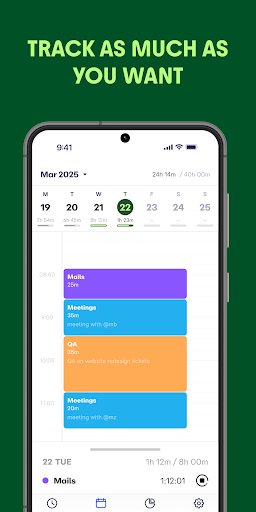 Screenshot EARLY: Time Tracking