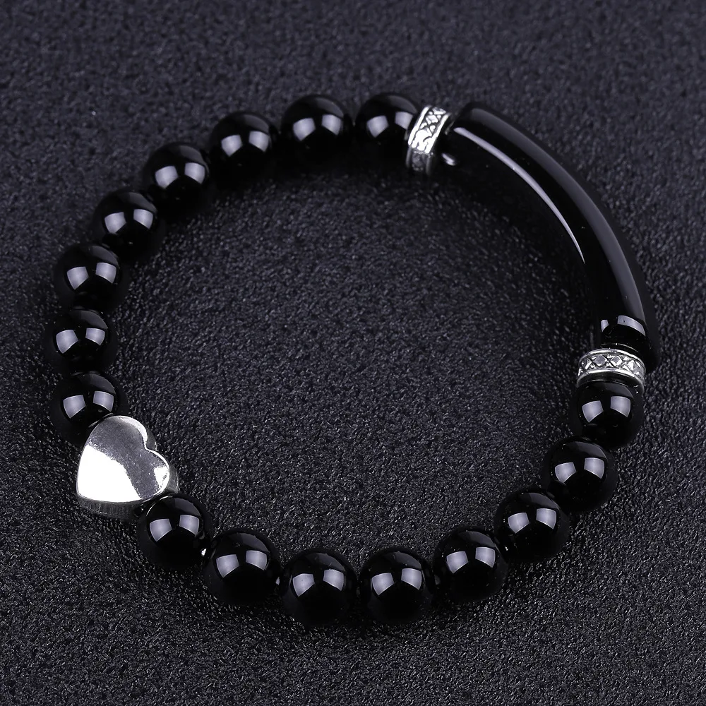 Title 3, Bracelet Coeur en Agate Rouge Rayé pour Femme B...
