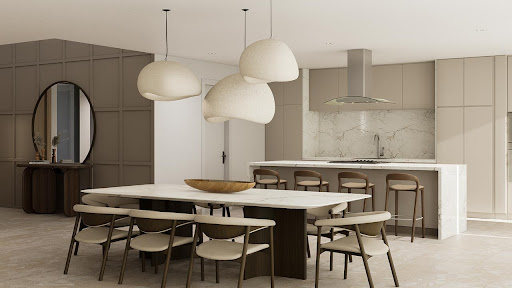Modern dining room and kitchen - Prestige villa for sale in Punta Cana, 5 bedrooms