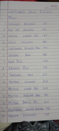 Chettinadu Aachi Kitchen menu 1