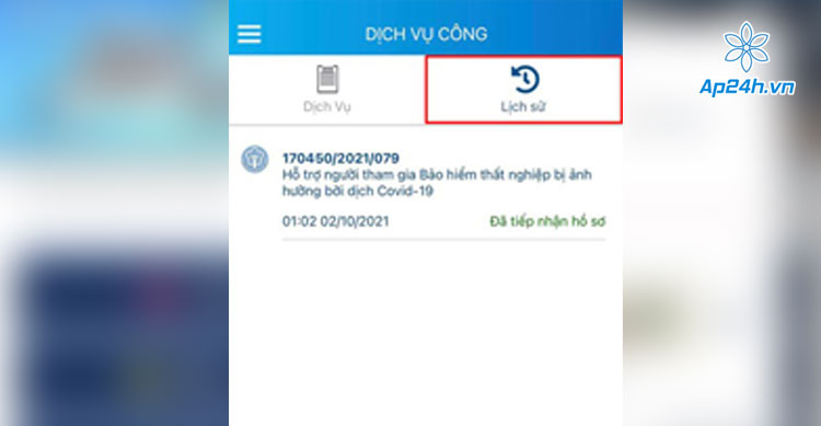 Theo dõi lịch sử xử lý hồ sơ trên ứng dụng điện thoại