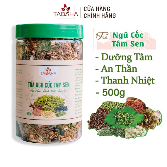 Trà Ngũ Cốc Tâm Sen Tabaha Hộp 500G Thanh Nhiệt Cơ Thể Ngủ Ngon Từ 10 Thành Phần