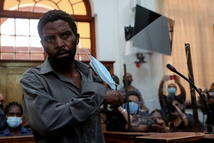 Zandile Christmas Mafe, the man accused of burning parliament, in the dock at the Cape Town magistrate's court on January 4 2022.